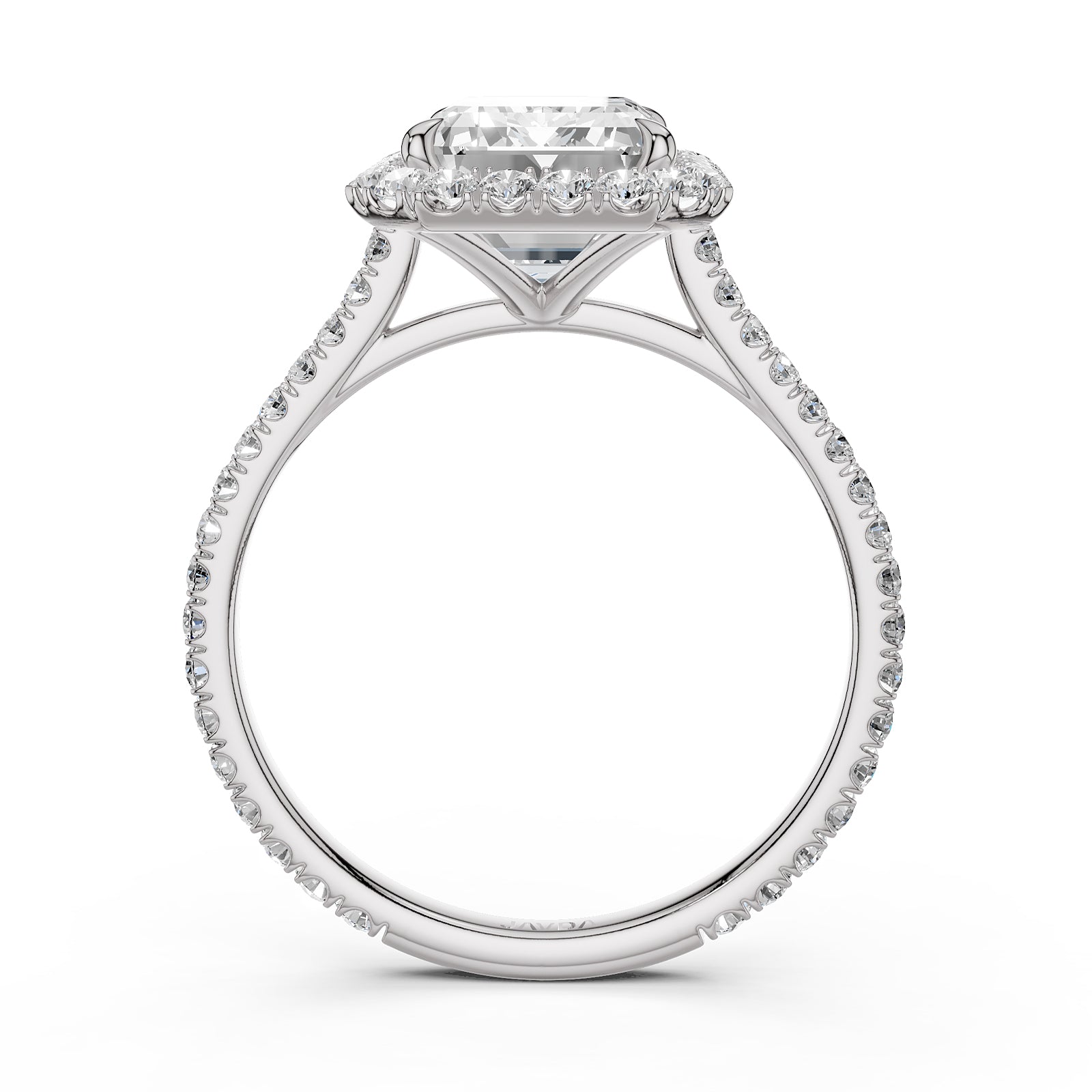French U Pave Halo 2.54 Ctw. Round IGI Certified Diamond Engagement Ring